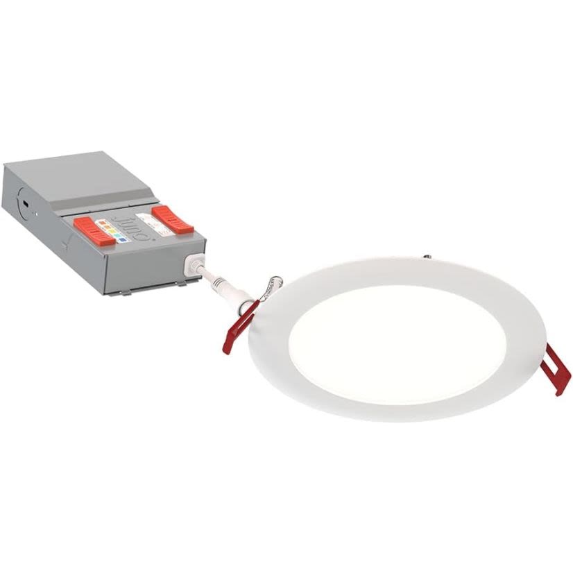 Juno WF6 ALO20 SWW5 90CRI MW M6 Flat Wafer-Thin Downlight, Incandescent Lamp, 16 W Fixture, 120 V, Die-Cast Aluminum Housing